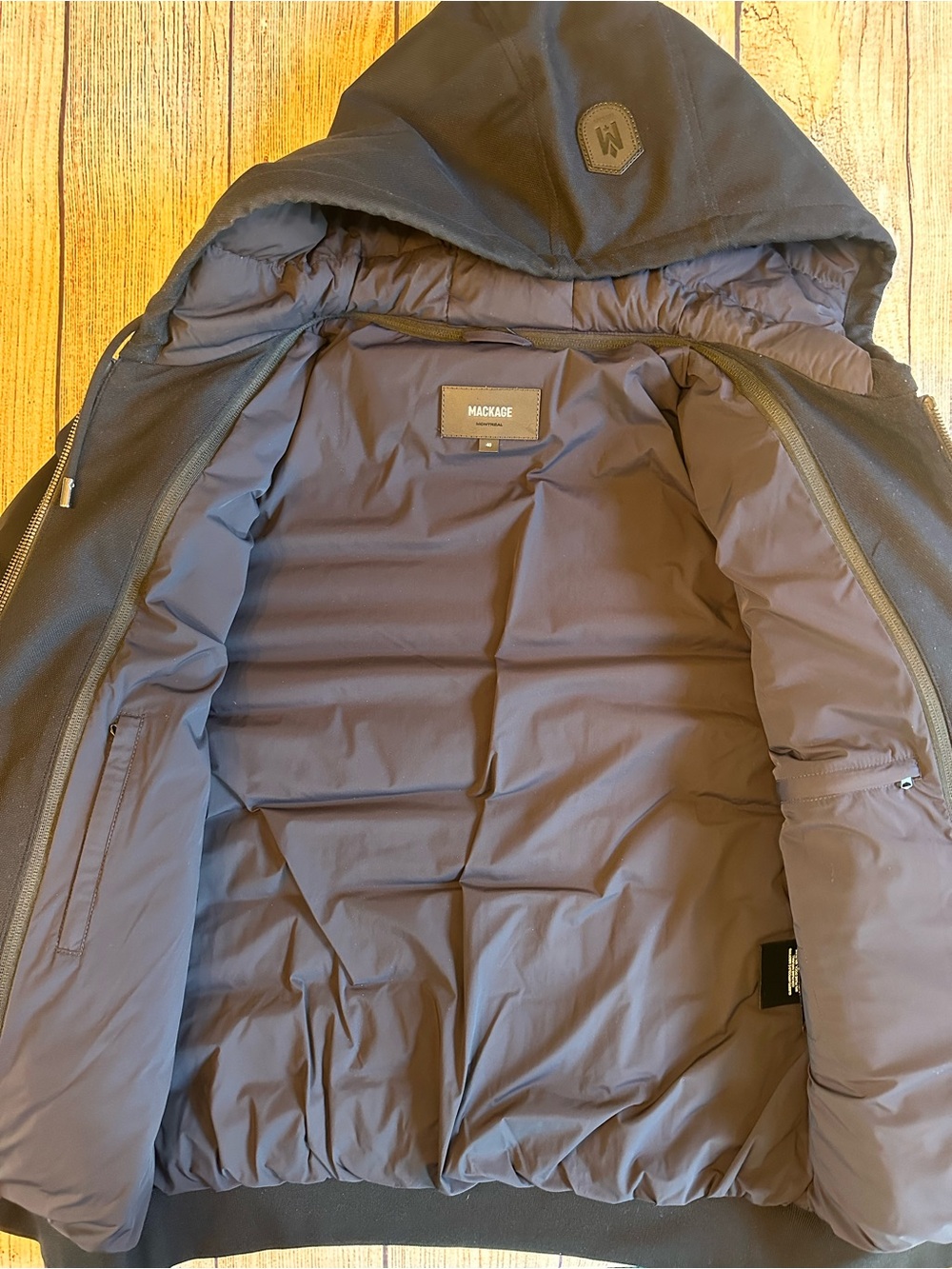 Mackage ERYK-R Down Jacket Removable Bib Hood Navy 40 - Picture 3 of 7